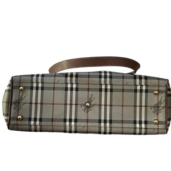 Burberry Haymarket Check Tote Gray Brown Bag Vintage Authentic Handbag - Picture 8 of 11